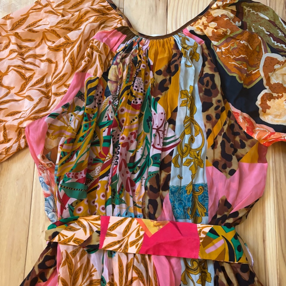 Anthropologie Geisha Designs Collage Boho Patterned Midi Dress - Picture 9 of 14
